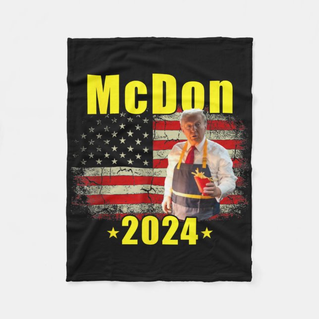 Mcdon 2024 Funny Donald Trump French Fry Cooking F Fleece Blanket (Front)