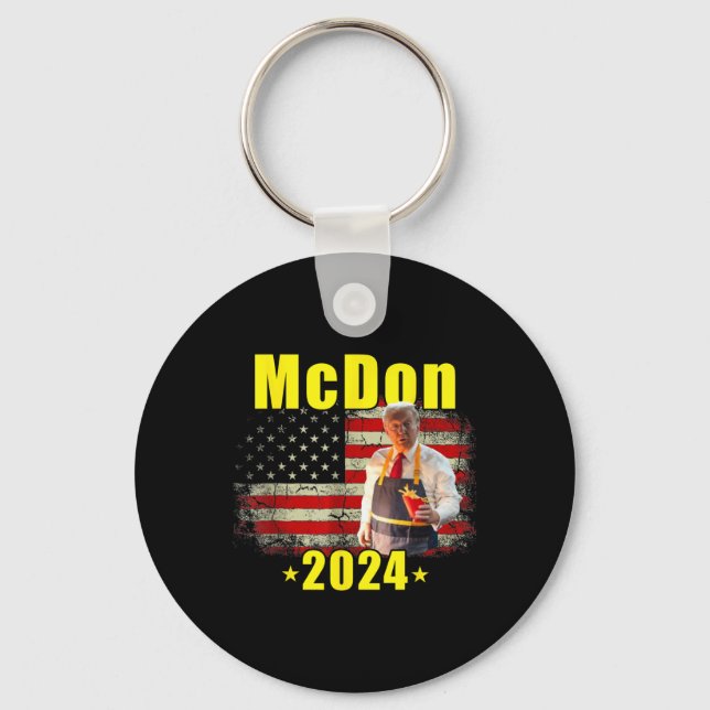Mcdon 2024 Funny Donald Trump French Fry Cooking F Keychain (Front)