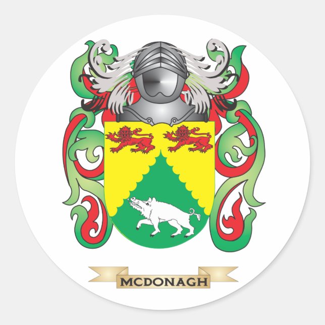 McDonagh Coat of Arms (Family Crest) Classic Round Sticker (Front)