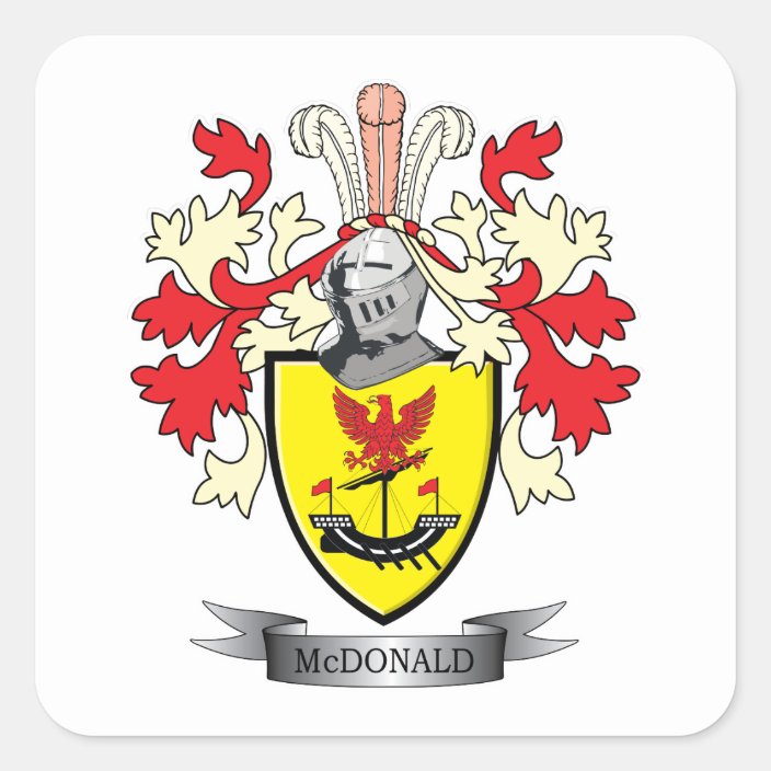 McDonald Family Crest Coat of Arms Square Sticker | Zazzle.com