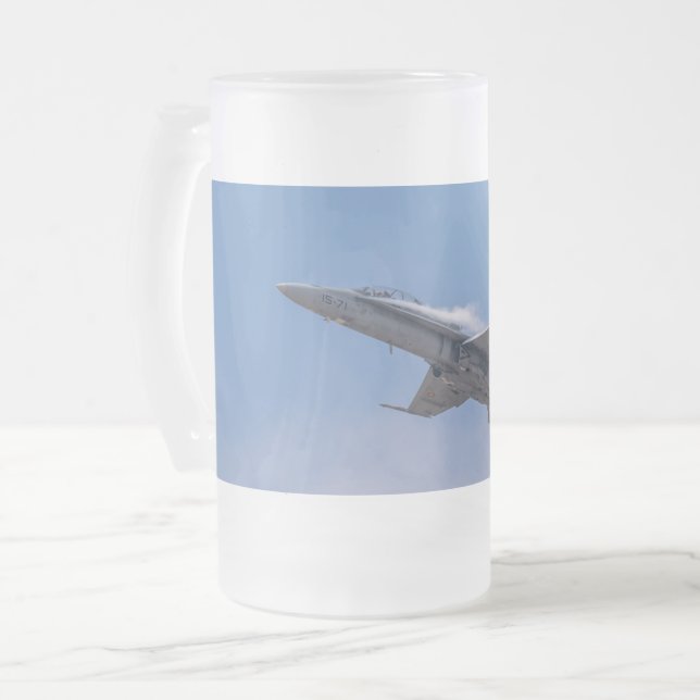 McDonnell Douglas F/A-18 Hornet Frosted Glass Beer Mug (Front Left)