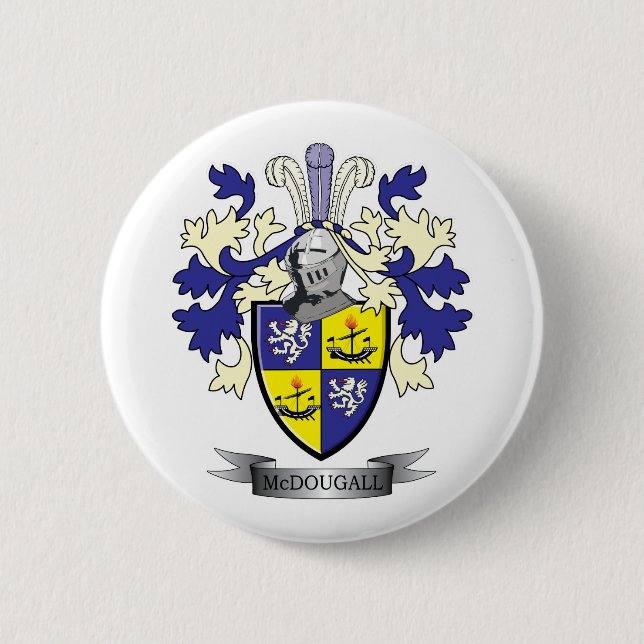 McDougall Family Crest Coat of Arms Pinback Button (Front)