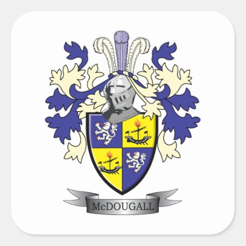 McDougall Family Crest Coat of Arms Square Sticker