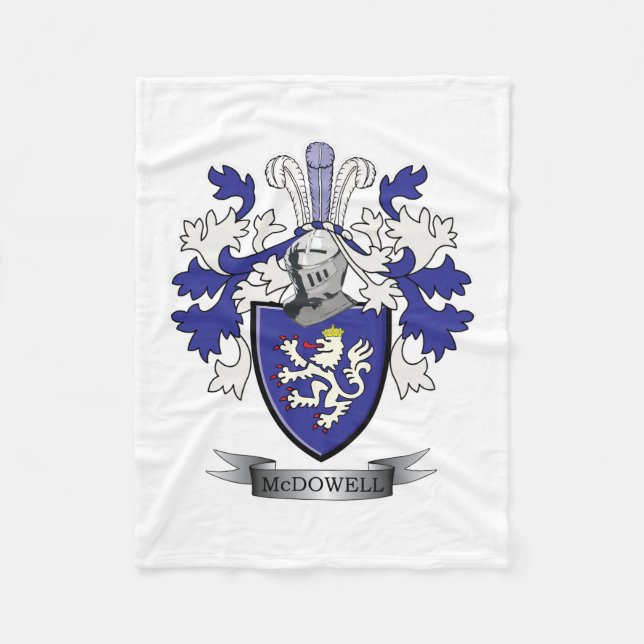 McDowell Family Crest Coat of Arms Fleece Blanket (Front)
