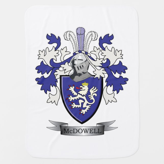 McDowell Family Crest Coat of Arms Receiving Blanket (Front)