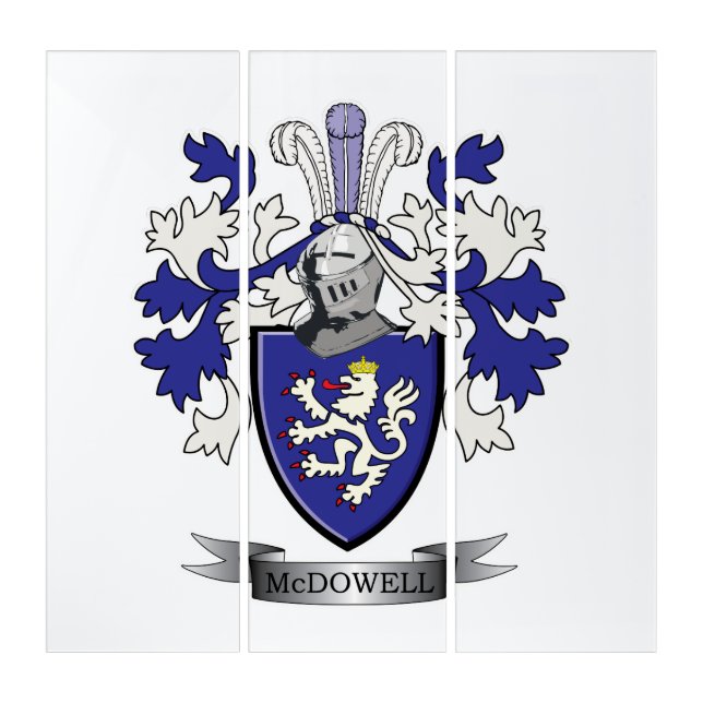 McDowell Family Crest Coat of Arms Triptych (Front)