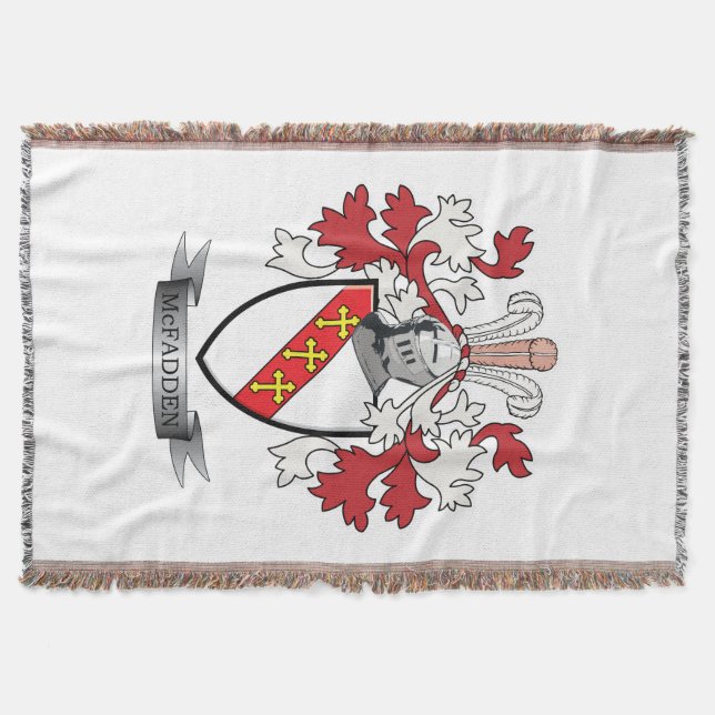 McFadden Family Crest Coat of Arms Throw Blanket (Front)