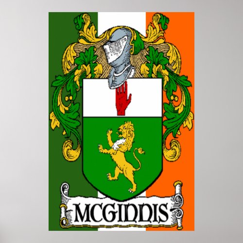 McGinnis Coat of Arms Irish Flag Print