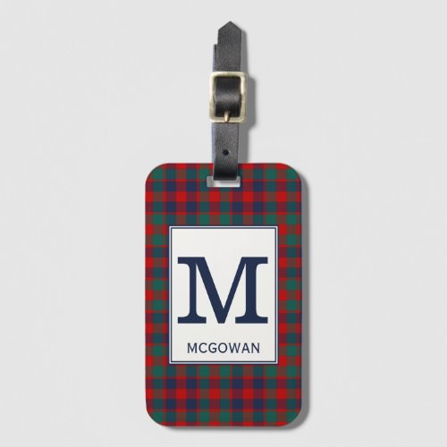 McGowan Tartan Red Blue and Green Plaid Pattern Luggage Tag