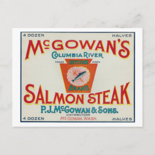 McGowan, Washington - Keystone Salmon Case Label Postcard
