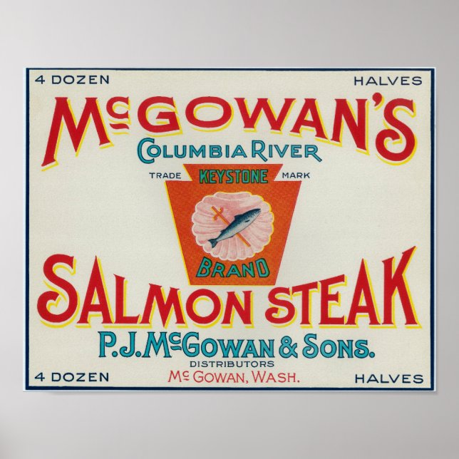 McGowan, Washington - Keystone Salmon Case Label Poster (Front)
