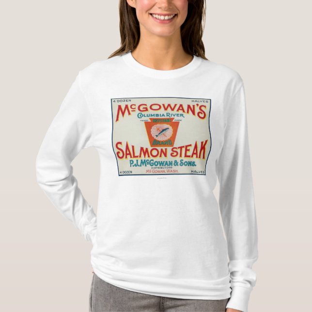 McGowan, Washington - Keystone Salmon Case Label T-Shirt (Front)