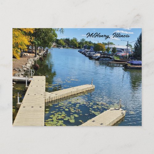 McHenry Illinois Fox River Boatway Postcard
