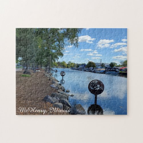McHenry Illinois  The Fox River Walkway Jigsaw Puzzle
