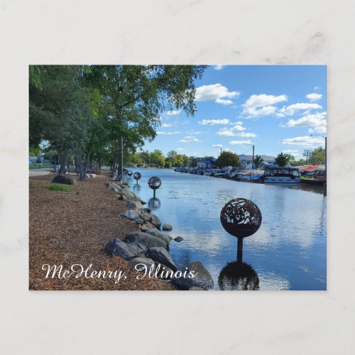 McHenry Illinois  The Fox River Walkway Postcard