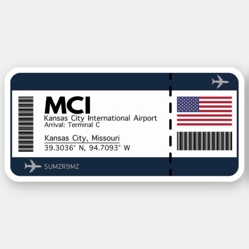 MCI Kansas City Boarding Pass _ Missouri Travel Sticker