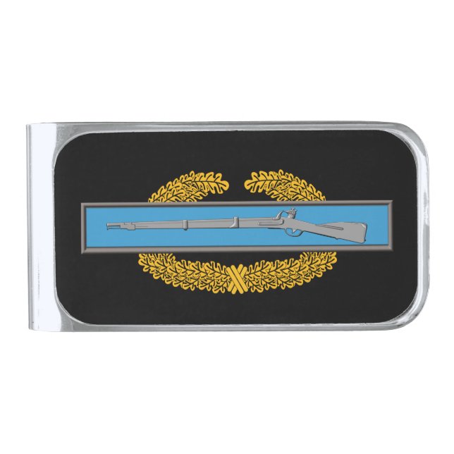 MCIB Master Combat Infantry Badge  Silver Finish Money Clip (Front)