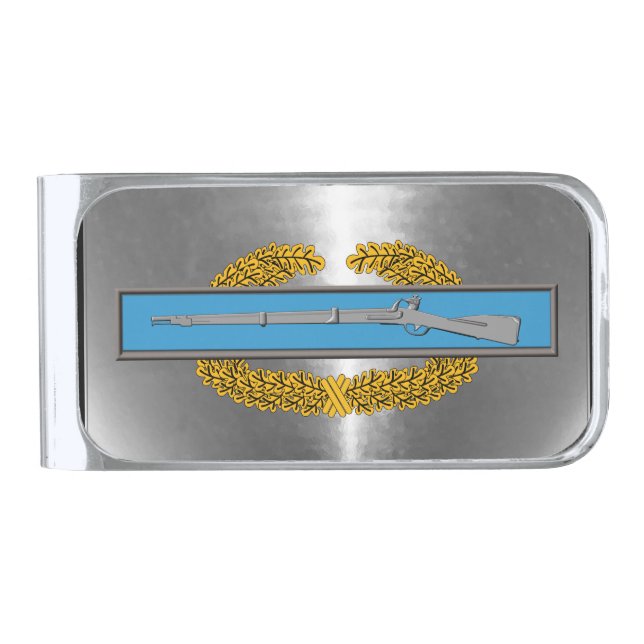 MCIB Master Combat Infantry Badge  Silver Finish Money Clip (Front)