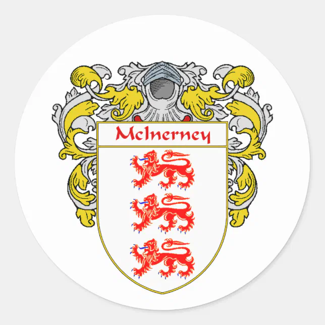 Mcinerney Coat Of Arms Mantled Classic Round Sticker Zazzle