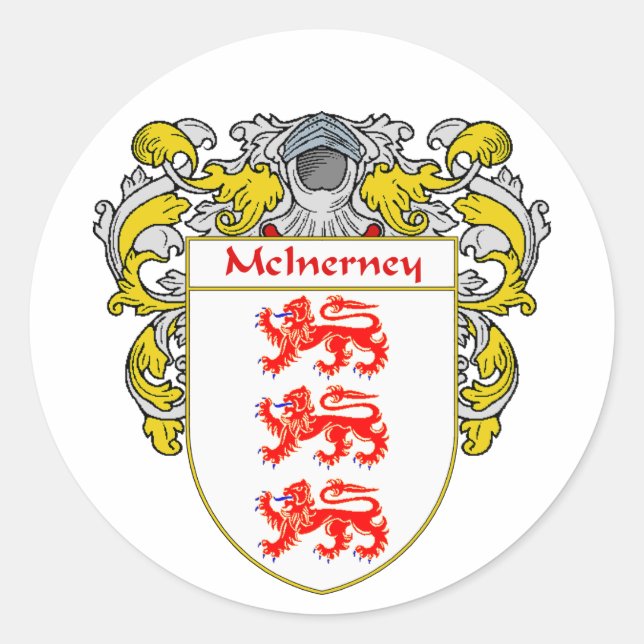 McInerney Coat of Arms (Mantled) Classic Round Sticker (Front)