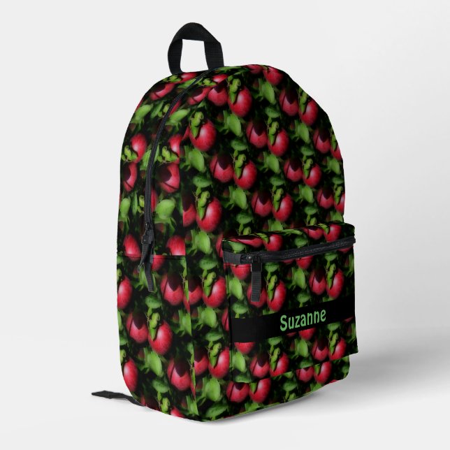 McIntosh Apples Nature Pattern Personalized Printed Backpack (Back Corner Left)
