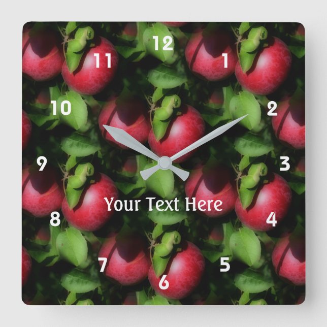 McIntosh Apples On The Tree Nature Pattern Square Wall Clock (Front)