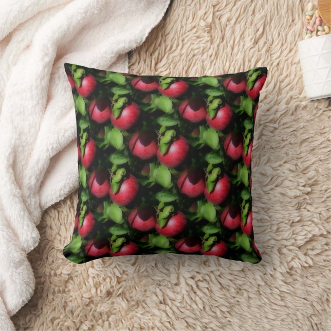 McIntosh Apples On The Tree Nature Pattern Throw Pillow (Blanket)
