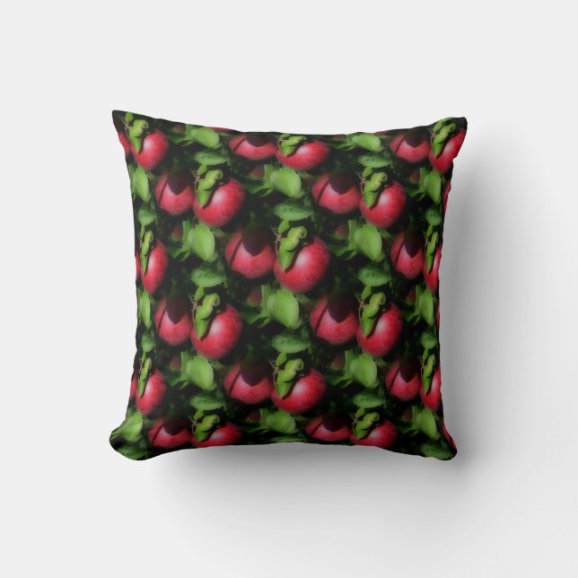 McIntosh Apples On The Tree Nature Pattern Throw Pillow (Front)