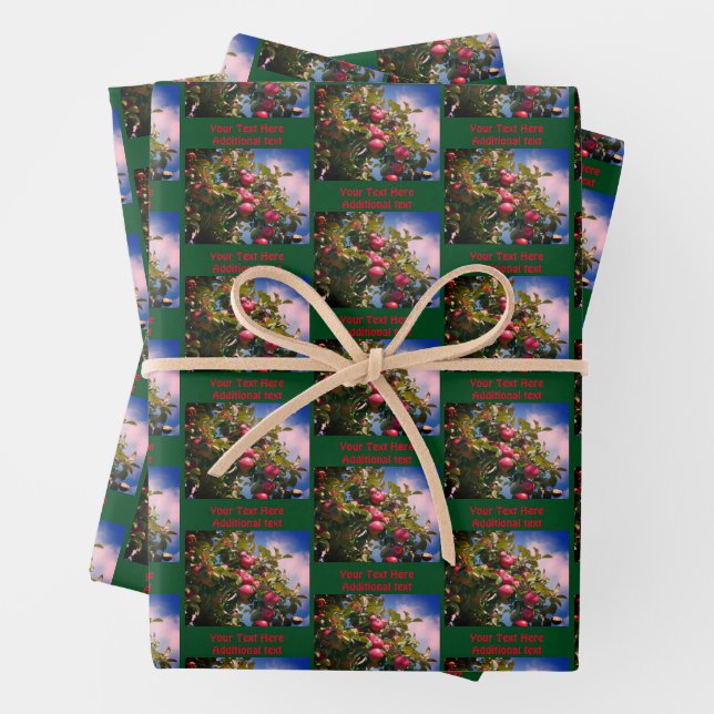 McIntosh Apples On Tree Nature Personalized Wrapping Paper Sheets (In situ)