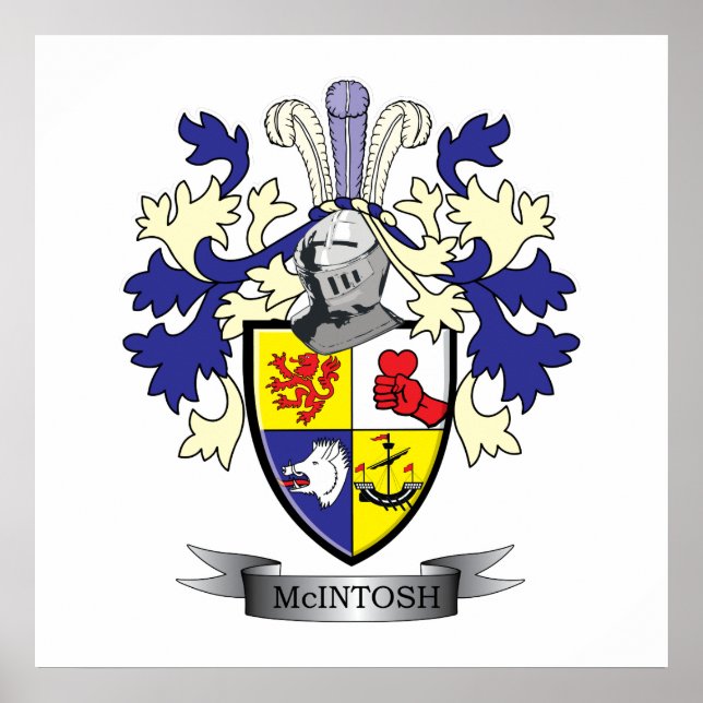 McIntosh Family Crest Coat of Arms Poster (Front)