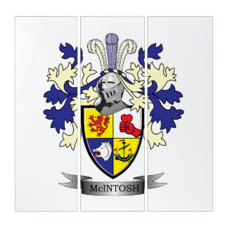 McIntosh Family Crest Coat of Arms Triptych