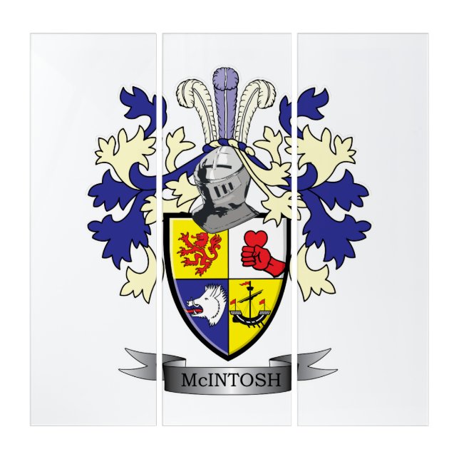 McIntosh Family Crest Coat of Arms Triptych (Front)