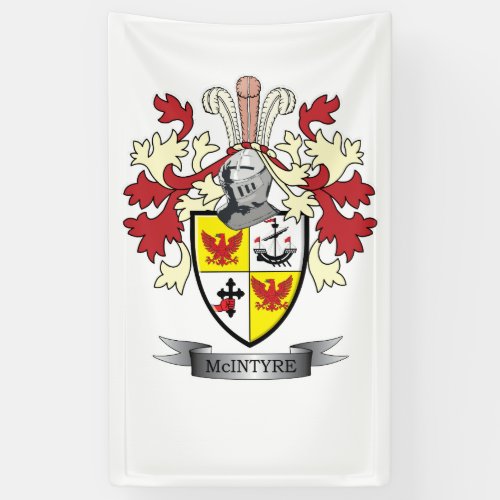 McIntyre Family Crest Coat of Arms Banner