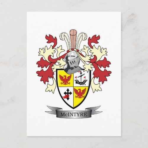 McIntyre Family Crest Coat of Arms Postcard