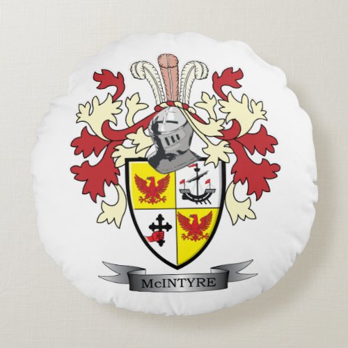 McIntyre Family Crest Coat of Arms Round Pillow