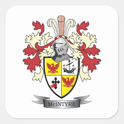 McIntyre Family Crest Coat of Arms Square Sticker