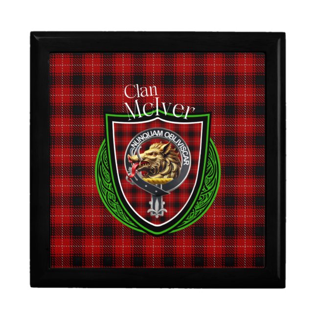 McIver Scottish Clan Tartan & Crest Gift Box (Front)