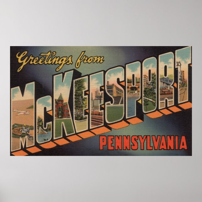 McKeesport, Pennsylvania - Large Letter Scenes Poster (Front)
