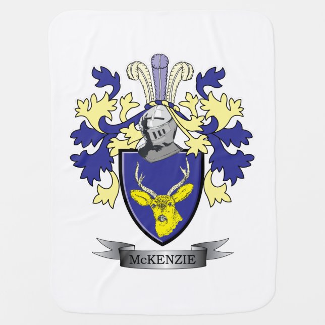 McKenzie Family Crest Coat of Arms Receiving Blanket (Front)