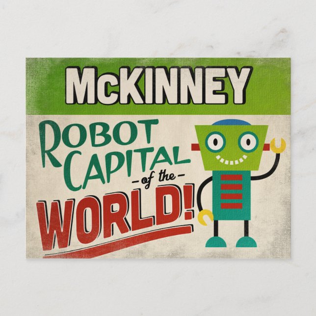 McKinney Texas Robot - Funny Vintage Postcard (Front)