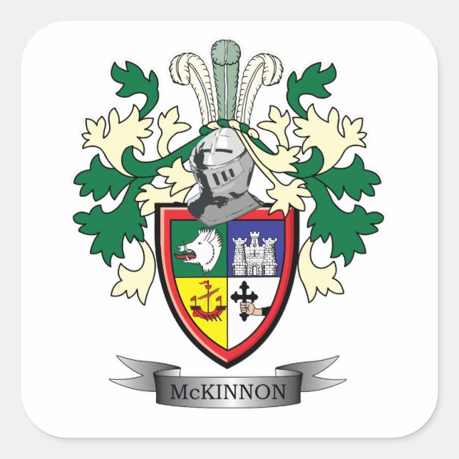 McKinnon Family Crest Coat of Arms Square Sticker (Front)