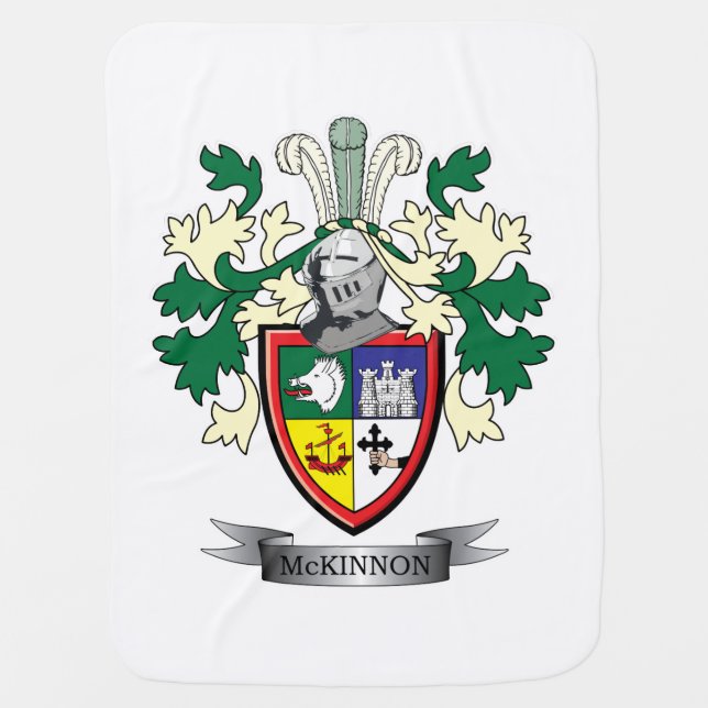 McKinnon Family Crest Coat of Arms Swaddle Blanket (Front)