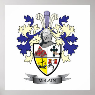 McLain Family Crest Coat of Arms Poster