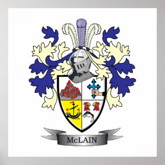 McLain Family Crest Coat of Arms Poster