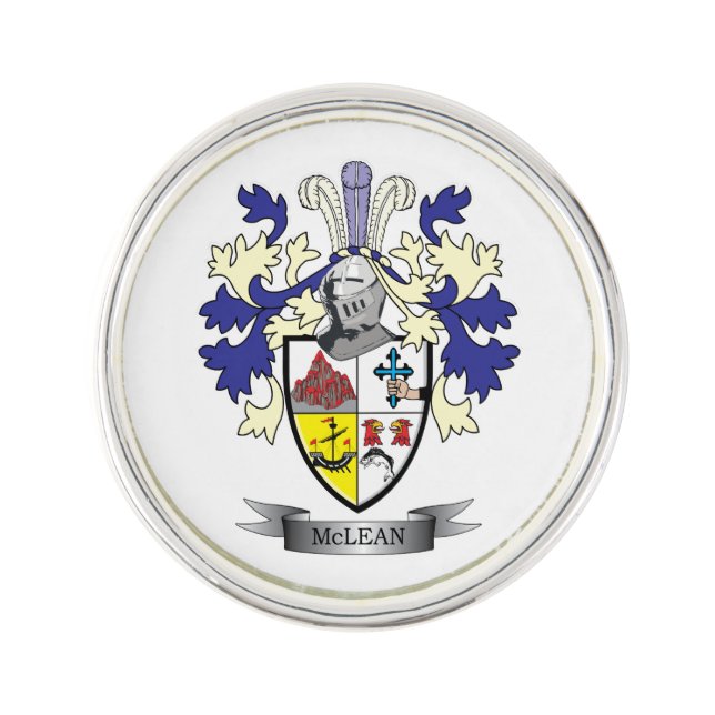 McLean Family Crest Coat of Arms Pin (Front)