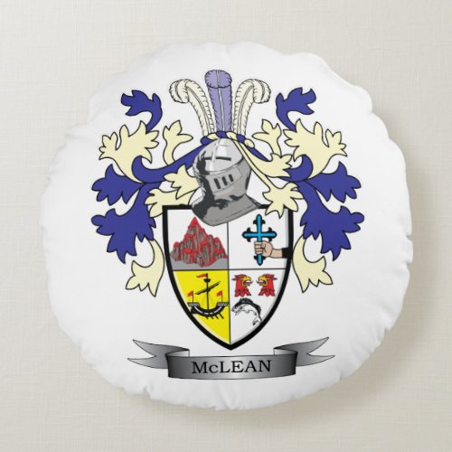 McLean Family Crest Coat of Arms    TITLE Round Pillow