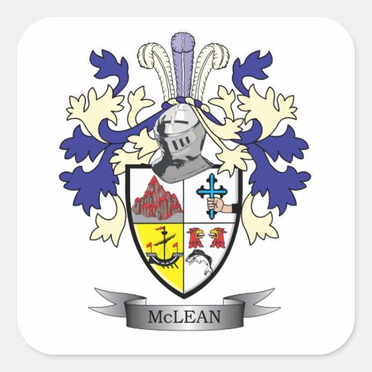 McLean Family Crest Coat of Arms TITLE Square Sticker