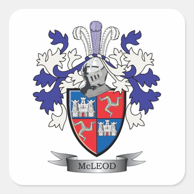 McLeod Family Crest Coat of Arms Square Sticker (Front)