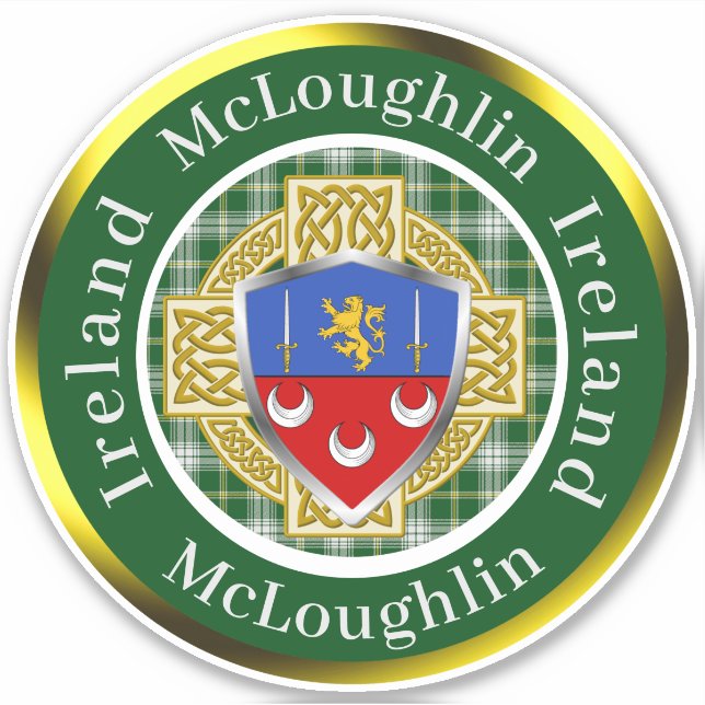 McLoughlin Shield & Celtic Cross Personalized Sticker (Front)