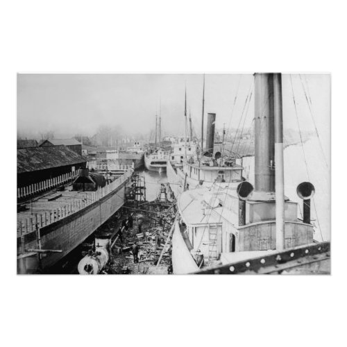 McLouth Shipyards at the Belle and St Clair River Photo Print